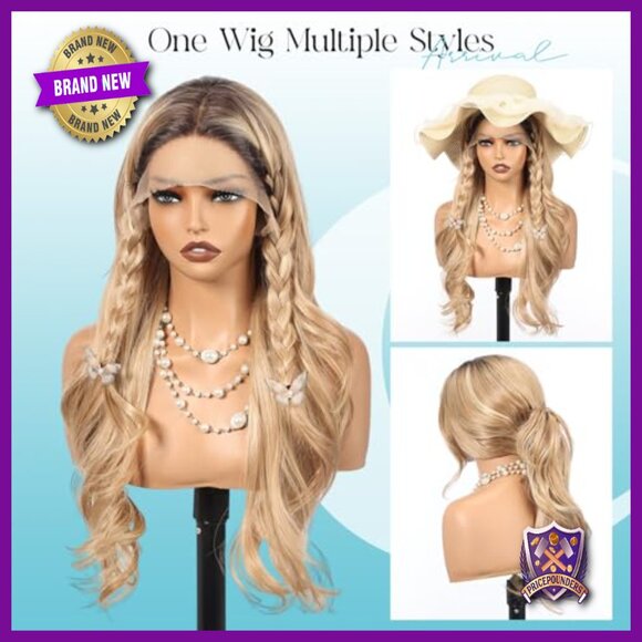 26 Inch Synthetic Lace Front Wig Heat Resistant Glueless Long Waves main image 6